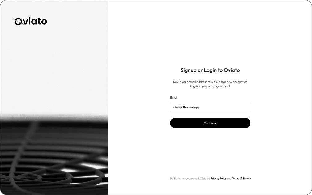 Sign up screen