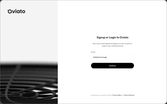 Sign up screen